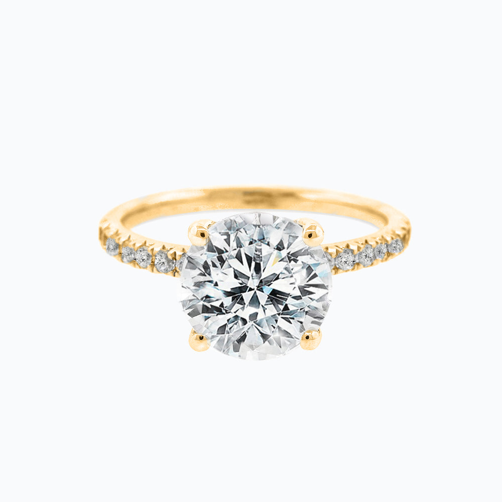 Iris Round Pave Diamonds Ring 14K Yellow Gold