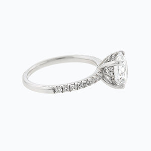 
          
          Load image into Gallery viewer, 1.20ct Iris Moissanite Round Pave Diamonds 18k White Gold Ring
          
          