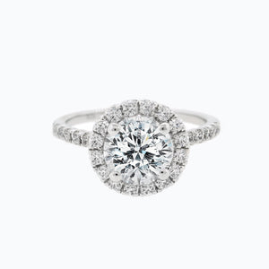 
          
          Load image into Gallery viewer, 2.20ct Anissa Moissanite Round Halo Pave Diamonds 18k White Gold Ring
          
          