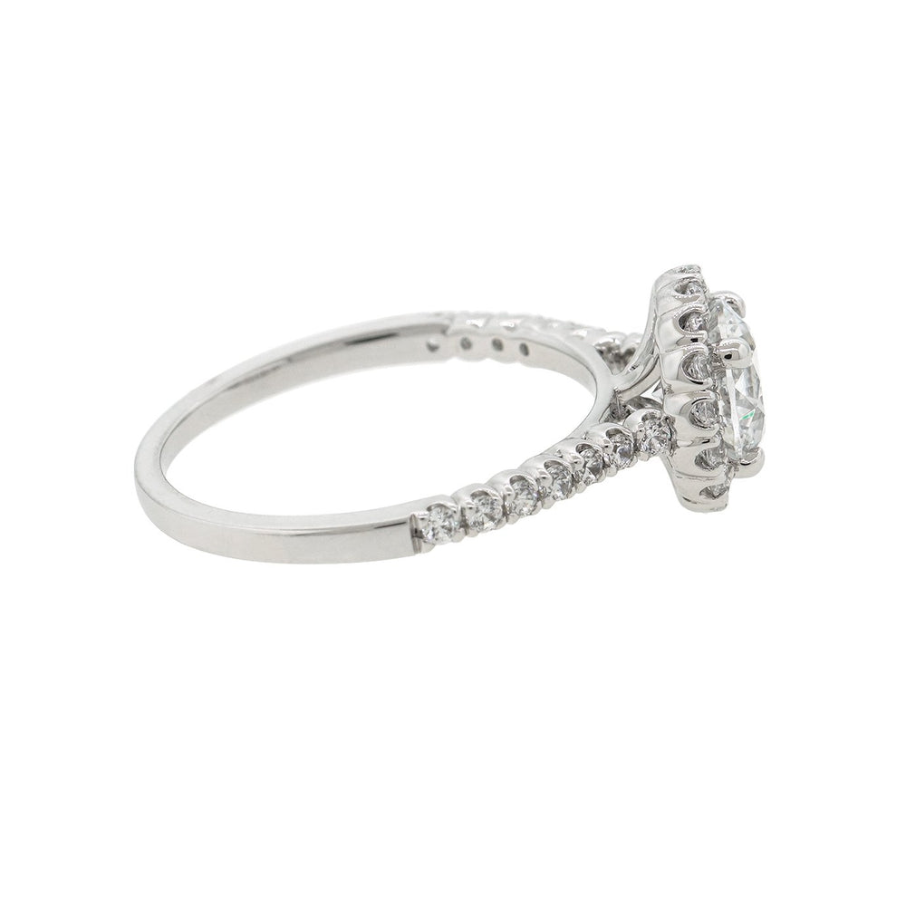 
          
          Load image into Gallery viewer, 3.10ct Anissa Moissanite Round Halo Pave Diamonds 18k White Gold Ring
          
          