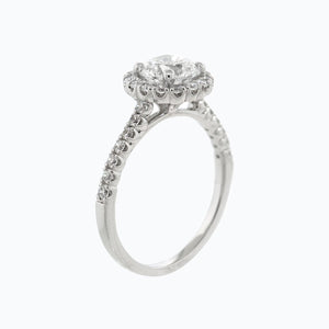 
          
          Load image into Gallery viewer, 1.20ct Anissa Moissanite Round Halo Pave Diamonds 18k White Gold Ring
          
          