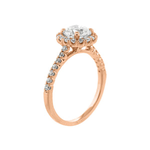 
          
          Load image into Gallery viewer, Anissa Moissanite Round Halo Pave Diamonds Rose Gold Ring
          
          