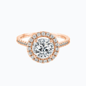 
          
          Load image into Gallery viewer, Nevan Round Halo Pave Diamonds Ring 14K Rose Gold
          
          