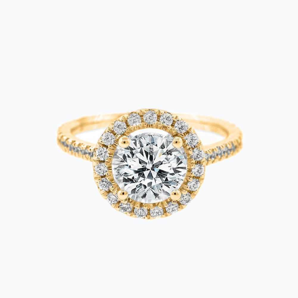 Ellen Lab Diamond Round Halo Pave Diamonds Yellow Gold Ring