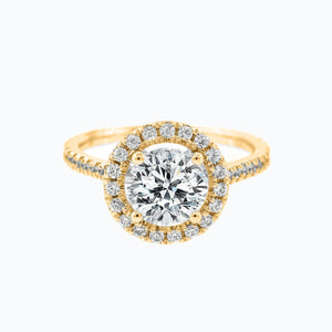 
          
          Load image into Gallery viewer, Ellen Lab Diamond Round Halo Pave Diamonds Yellow Gold Ring
          
          