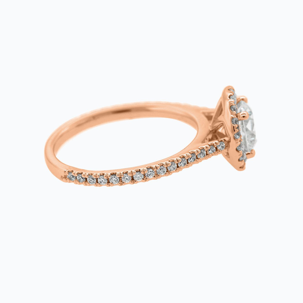 
          
          Load image into Gallery viewer, Nevan Moissanite Round Halo Pave Diamonds Rose Gold Ring
          
          