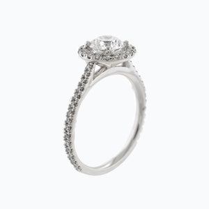
          
          Load image into Gallery viewer, 3.00ct Nevan Lab Diamond Round Halo Pave Diamonds 18k White Gold Ring
          
          