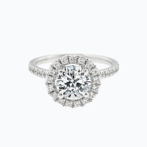 
          
          Load image into Gallery viewer, Tiara Round Halo Pave Diamonds 18k White Gold Semi Mount Engagement Ring
          
          