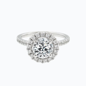 
          
          Load image into Gallery viewer, Tiara Lab Created Diamond Round Halo Pave Diamonds 18k White Gold Ring
          
          