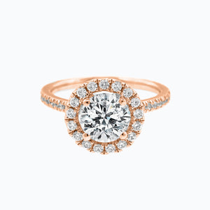 
          
          Load image into Gallery viewer, Tiara Round Halo Pave Diamonds Ring 14K Rose Gold
          
          