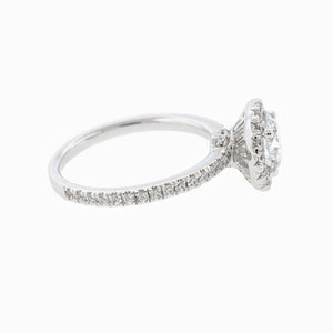 
          
          Load image into Gallery viewer, 1.00ct Tiara Lab Diamond Round Halo Pave Diamonds 18k White Gold Ring
          
          