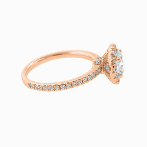 
          
          Load image into Gallery viewer, Tiara Round Halo Pave Diamonds Ring 18K Rose Gold
          
          