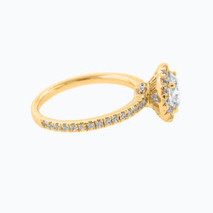 
          
          Load image into Gallery viewer, Tiara Round Halo Pave Diamonds Ring 14K Yellow Gold
          
          