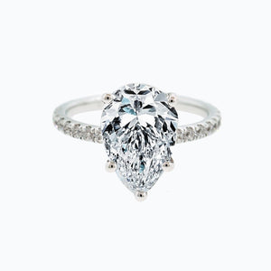 
          
          Load image into Gallery viewer, Verania Lab Created  Diamond Pear Pave Diamonds White Gold Ring
          
          