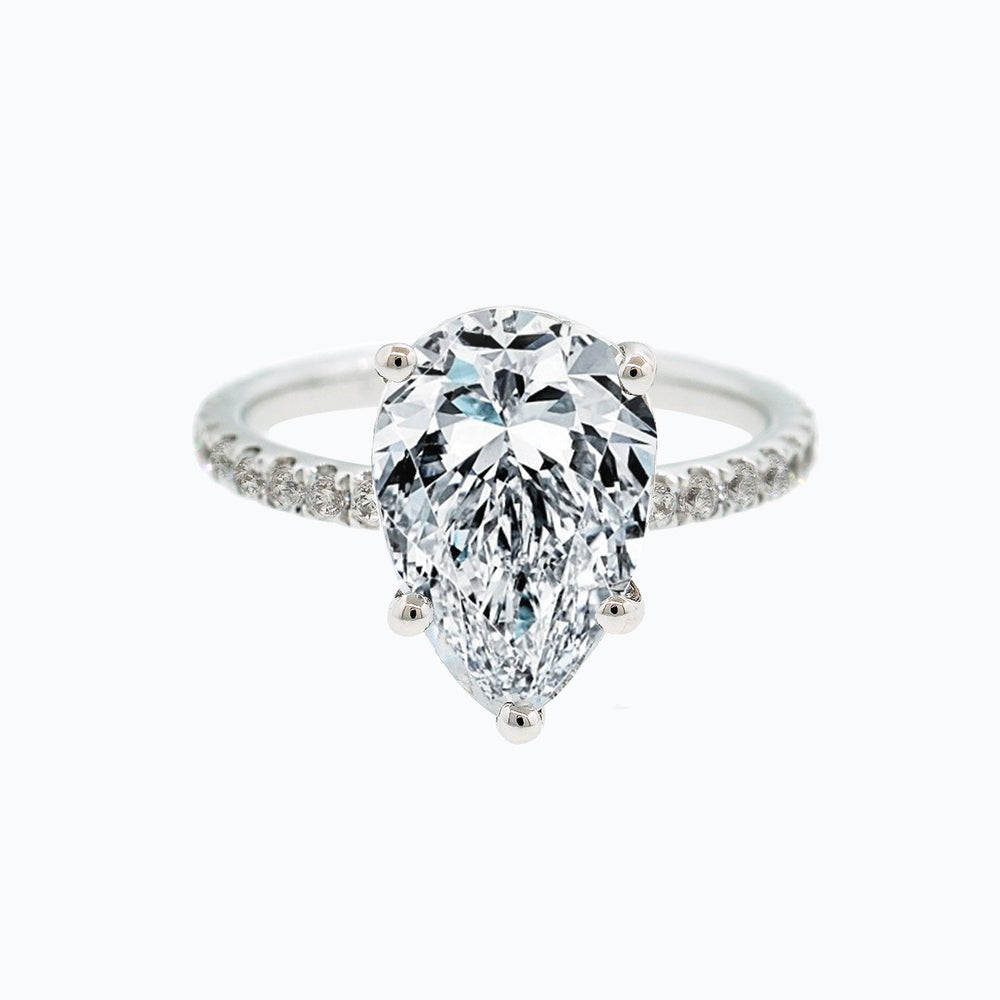 Verania Pear Pave Diamonds 18k White Gold Semi Mount Engagement Ring