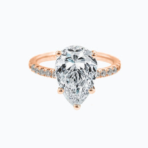 
          
          Load image into Gallery viewer, Verania Lab Created  Diamond Pear Pave Diamonds Rose Gold Ring
          
          