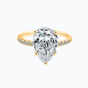 
          
          Load image into Gallery viewer, Verania Moissanite Pear Pave Diamonds Yellow Gold Ring
          
          