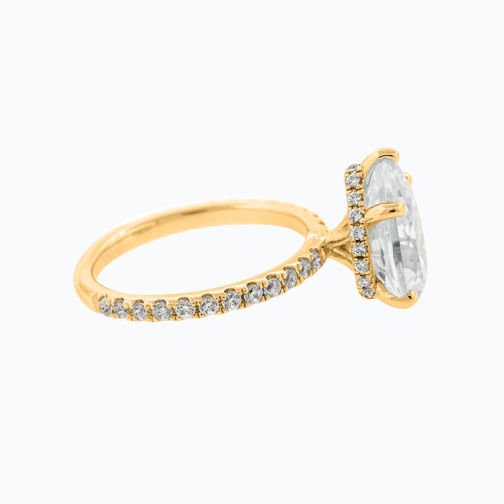 
          
          Load image into Gallery viewer, Verania Moissanite Pear Pave Natural Diamonds Yellow Gold Ring
          
          