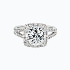 
          
          Load image into Gallery viewer, 1.50ct Marzo Lab Diamond Round Halo Pave Diamonds 18k White Gold Ring
          
          