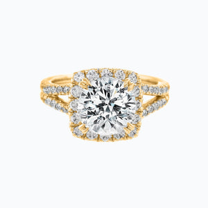 
          
          Load image into Gallery viewer, Marzo Moissanite Round Halo Pave Diamonds Yellow Gold Ring
          
          