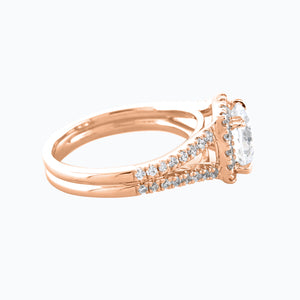 
          
          Load image into Gallery viewer, Marzo Round Halo Pave Diamonds Ring 14K Rose Gold
          
          