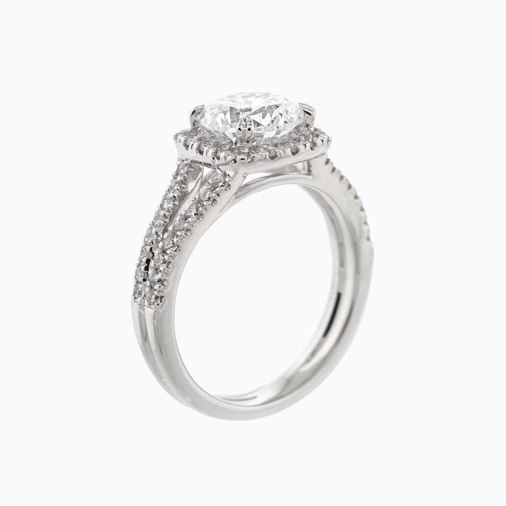 
          
          Load image into Gallery viewer, Marzo Lab Created Diamond Round Halo Pave Diamonds White Gold Ring
          
          