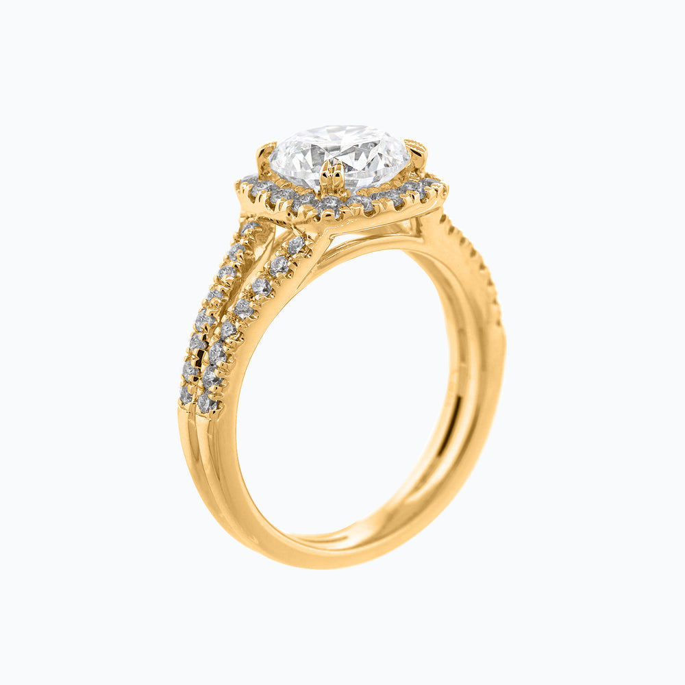
          
          Load image into Gallery viewer, Marzo Round Halo Pave Diamonds Ring 14K Yellow Gold
          
          