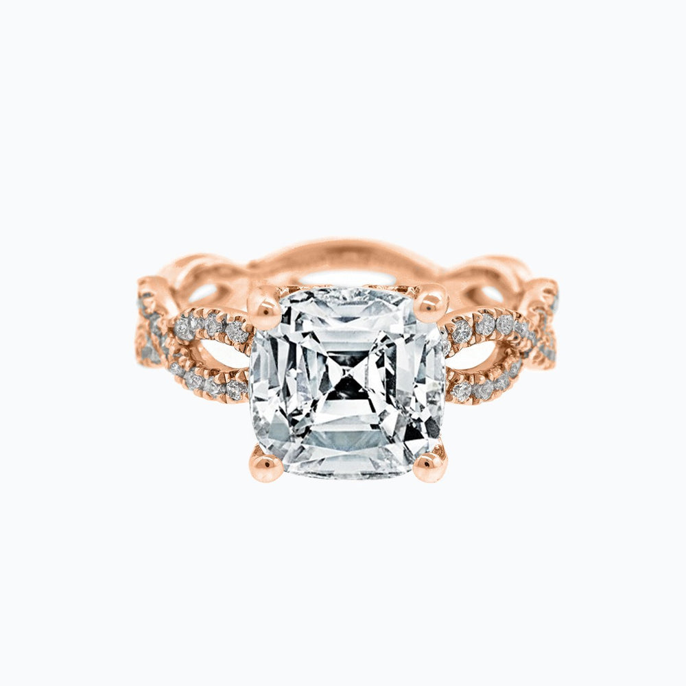 
          
          Load image into Gallery viewer, Amaya Lab Created Diamond Cushion Twist Pave Diamonds White Gold Ring
          
          