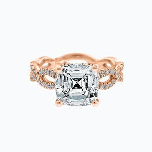
          
          Load image into Gallery viewer, Amaya Lab Created Diamond Cushion Twist Pave Diamonds Platinum Ring
          
          