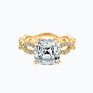 
          
          Load image into Gallery viewer, Amaya Lab Created Diamond Cushion Twist Pave Diamonds Platinum Ring
          
          
