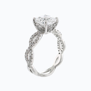 
          
          Load image into Gallery viewer, Amaya Lab Created Diamond Cushion Twist Pave Diamonds White Gold Ring
          
          