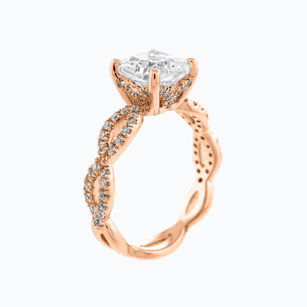 
          
          Load image into Gallery viewer, Amaya Cushion Twist Pave Diamonds Ring 18K Rose Gold
          
          