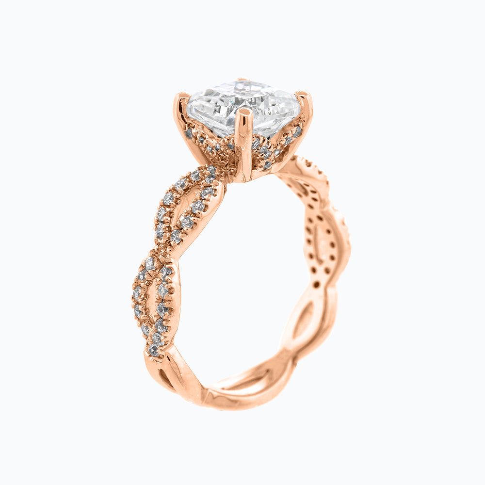 
          
          Load image into Gallery viewer, Amaya Cushion Twist Pave Diamonds Ring 14K Rose Gold
          
          