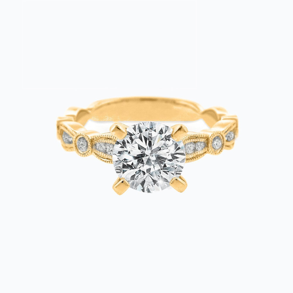 Rika Lab Created Diamond Round Pave Diamonds Yellow Gold Ring