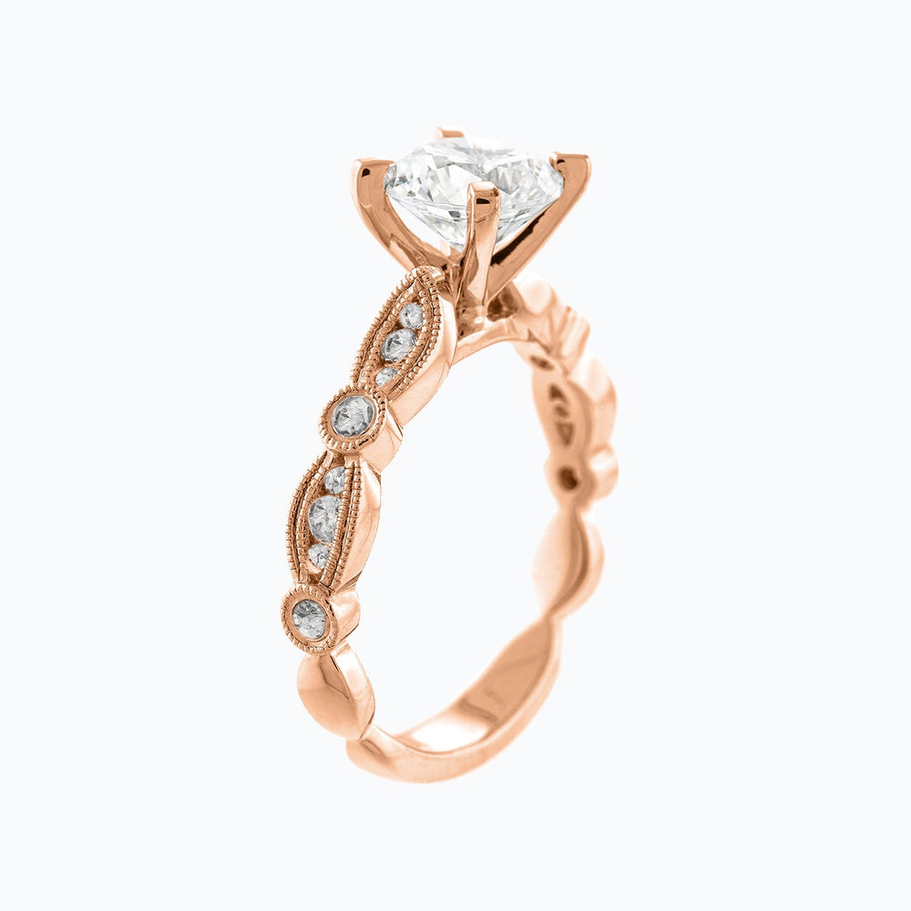 
          
          Load image into Gallery viewer, Rika Moissanite Round Pave Diamonds Rose Gold Ring
          
          