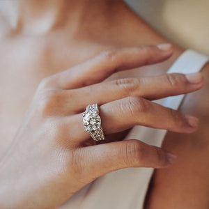 
          
          Load image into Gallery viewer, 1.25ct Alma Lab Diamond Round Pave Diamonds 18k White Gold Ring
          
          