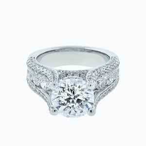
          
          Load image into Gallery viewer, 1.50ct Alma Lab Diamond Round Pave Diamonds 18k White Gold Ring
          
          