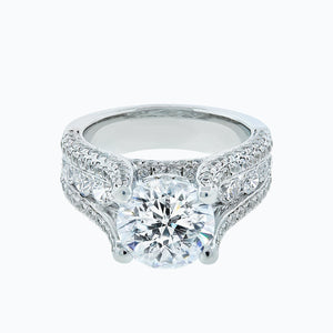 
          
          Load image into Gallery viewer, Alma Moissanite Round Pave Diamonds White Gold Ring
          
          