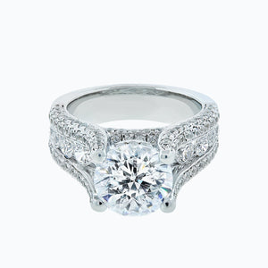 
          
          Load image into Gallery viewer, 1.00ct Alma Lab Diamond Round Pave Diamonds 18k White Gold Ring
          
          