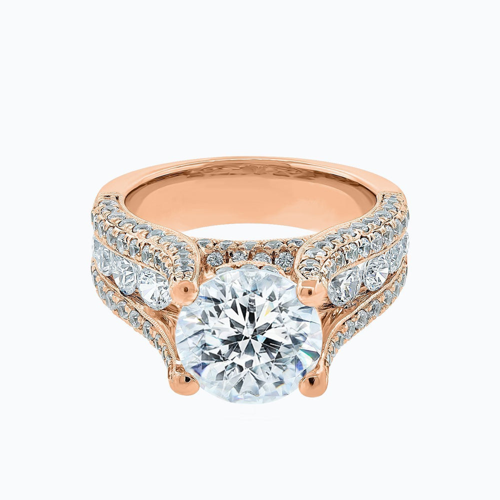 Alma Lab Created Diamond Round Pave Diamonds Rose Gold Ring