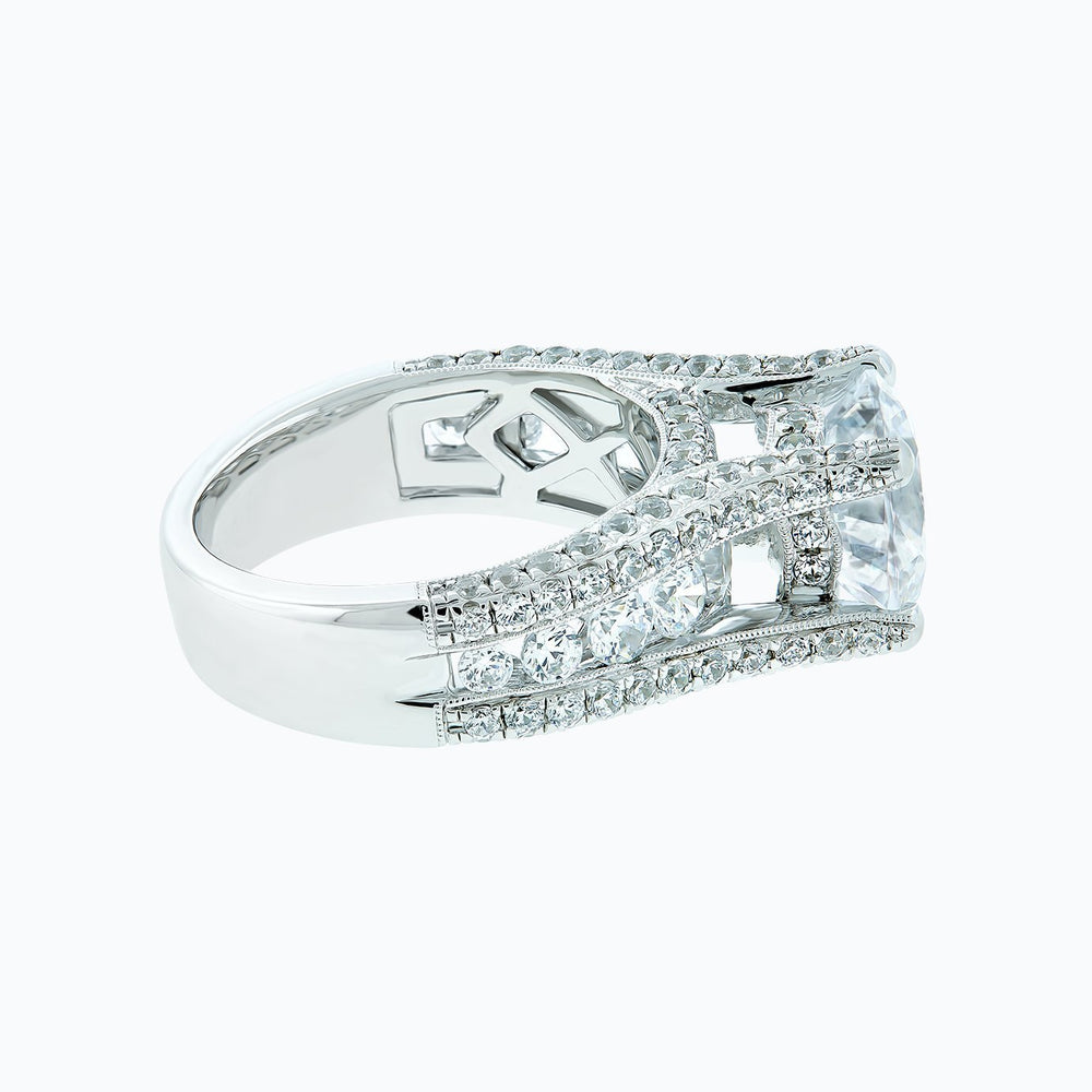 
          
          Load image into Gallery viewer, 3.50ct Alma Lab Diamond Round Pave Diamonds 18k White Gold Ring
          
          