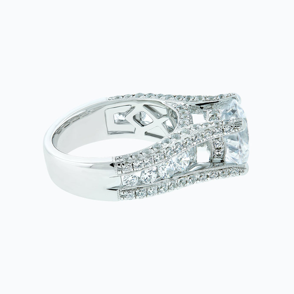 
          
          Load image into Gallery viewer, 2.70ct Alma Moissanite Round Pave Diamonds 18k White Gold Ring
          
          