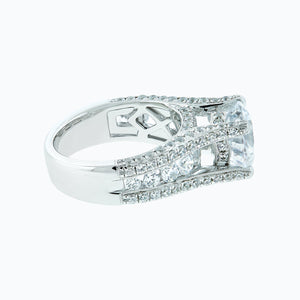 
          
          Load image into Gallery viewer, 1.50ct Alma Moissanite Round Pave Diamonds 18k White Gold Ring
          
          