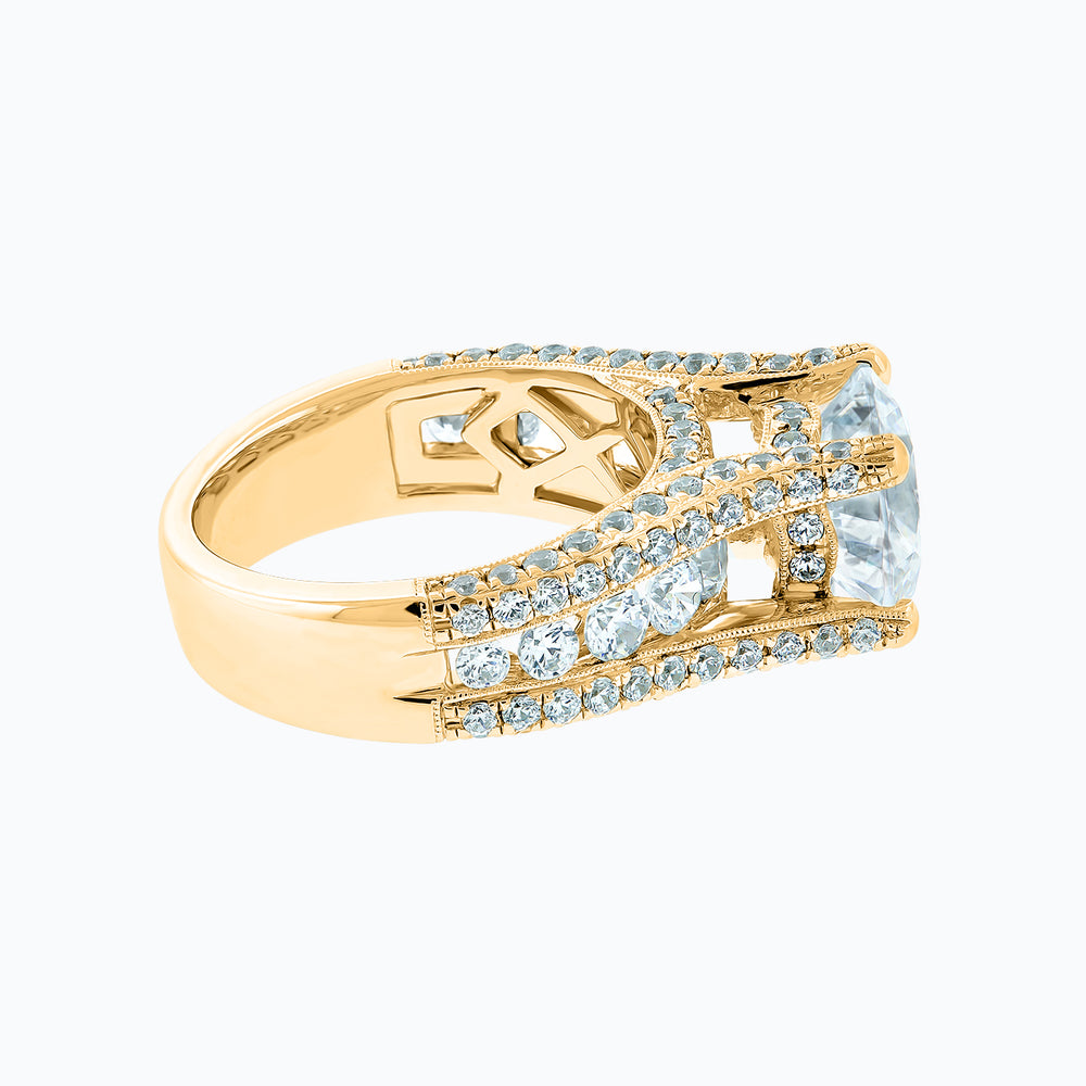 
          
          Load image into Gallery viewer, Alma Lab Created Diamond Round Pave Diamonds Yellow Gold Ring
          
          