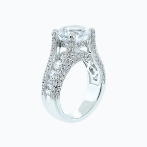 
          
          Load image into Gallery viewer, 3.10ct Alma Moissanite Round Pave Diamonds 18k White Gold Ring
          
          