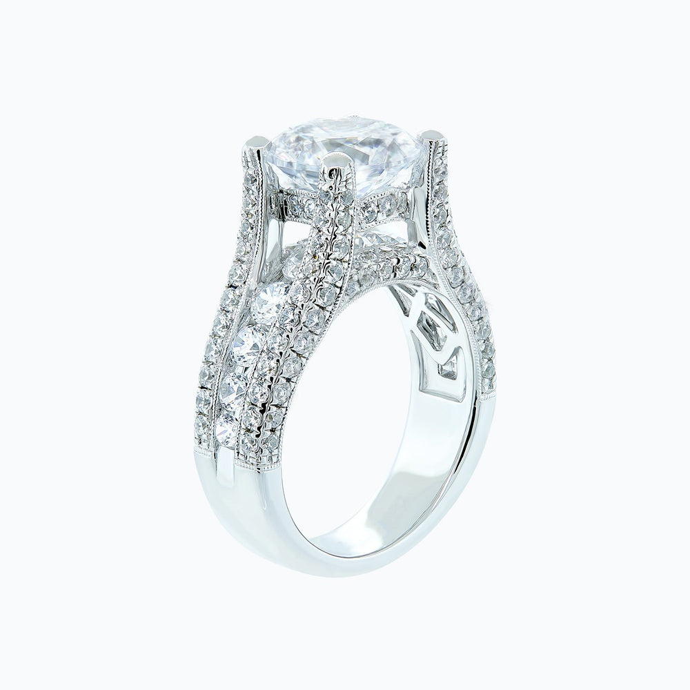 
          
          Load image into Gallery viewer, Alma Moissanite Round Pave Diamonds Platinum Ring
          
          