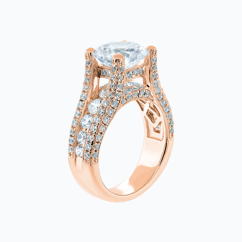 
          
          Load image into Gallery viewer, Alma Round Pave Diamonds Ring 14K Rose Gold
          
          