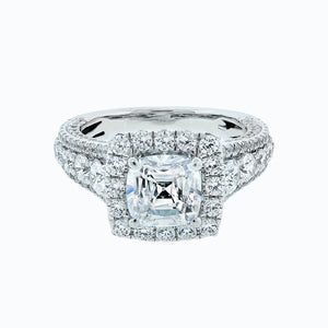 
          
          Load image into Gallery viewer, Elda Cushion Halo Pave Diamonds Ring 14K White Gold
          
          
