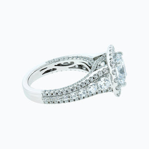 
          
          Load image into Gallery viewer, Elda Cushion Halo Pave Diamonds 18k White Gold Semi Mount Engagement Ring
          
          