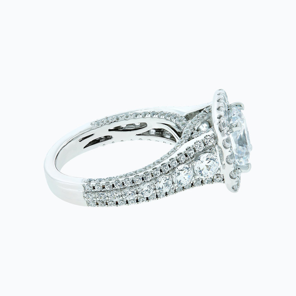 
          
          Load image into Gallery viewer, 2.50ct Elda Lab Created  Diamond Cushion Halo Pave Diamonds 18k White Gold Ring
          
          